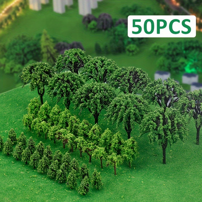 50pcs Poplar Ball Trees Train Park Railway Scenery Layout