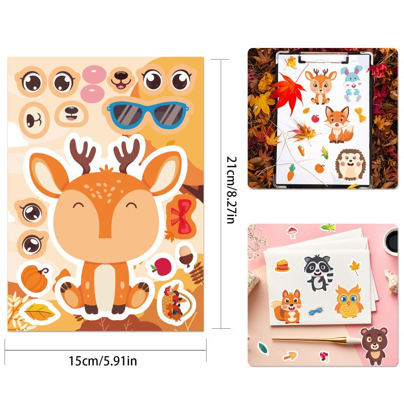 Animal Adhesive Decals - 8/16 Pack - Bunny, Owl, Hedgehog, Elk, Squirrel