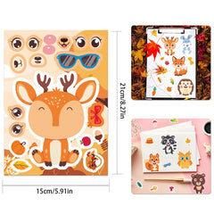 Animal Adhesive Decals - 8/16 Pack - Bunny, Owl, Hedgehog, Elk, Squirrel