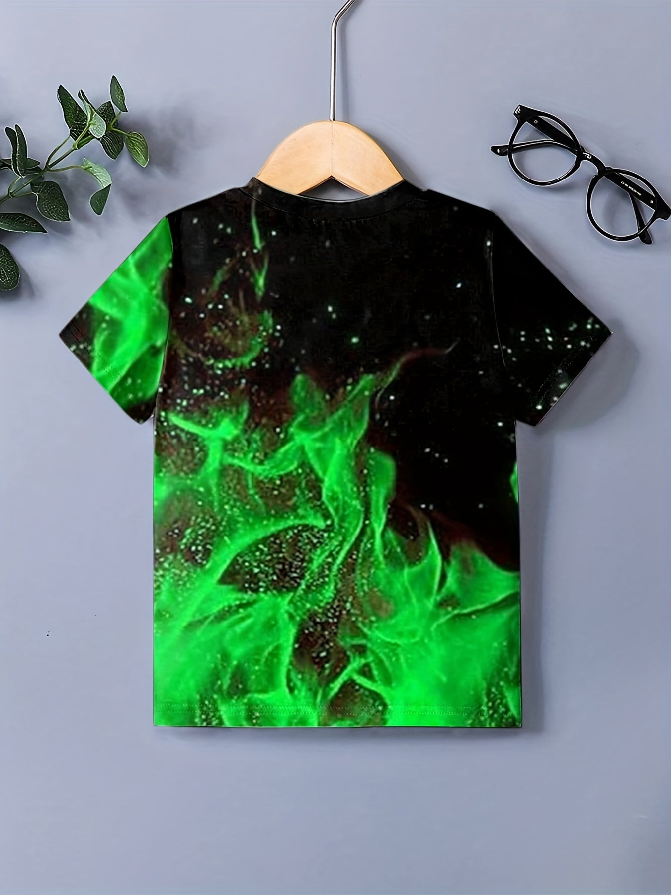 Boys Flames Graphic Tee Breathable Summer Shirt
