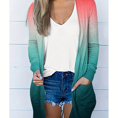  Ombre Long Sleeve Open Front Cardigan