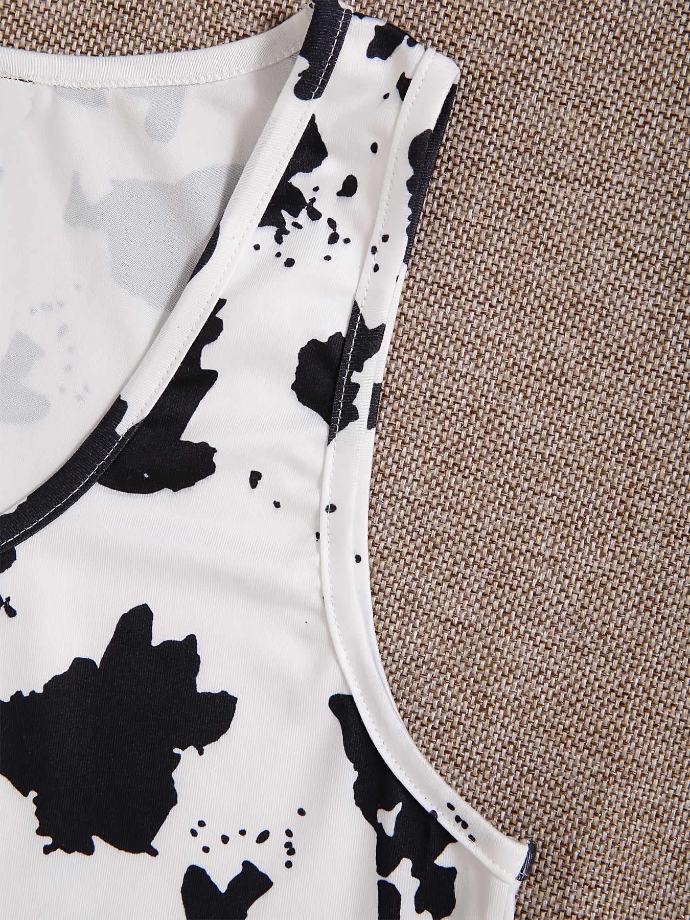 Dalmatian Print Crop Tank Top Sleeveless Summer Casual Women's Clothing