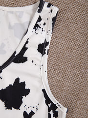 Dalmatian Print Crop Tank Top Sleeveless Summer Casual Women's Clothing