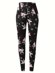 Women's Plus Christmas Print High Rise Skinny Pants