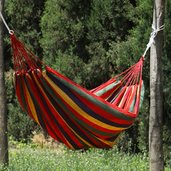 Canvas Hammock Outdoor Leisure Portable Functional Hammocks Stripe Swing