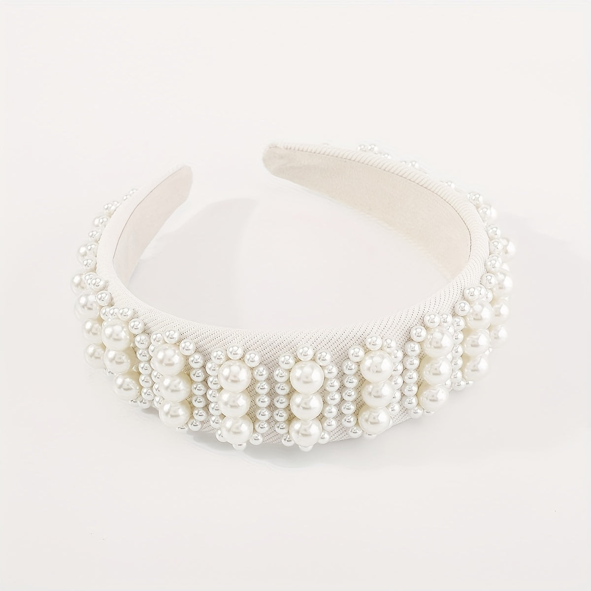 Pearl Decor Wide Head Hoop Headband for Women Wedding Party