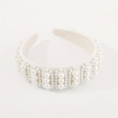 Pearl Decor Wide Head Hoop Headband for Women Wedding Party