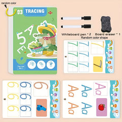 Reusable Writing Track Board for Kids 3-6 Years, Erasable Exercise Book