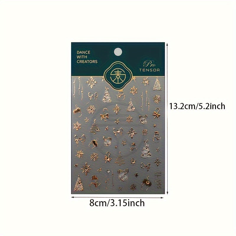 Glittery Golden Christmas Nail Art Stickers