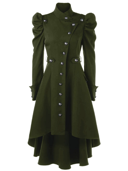 Double Breasted Belted Pea Coat Spring Mid Long Lapel Outerwear