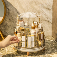 360 Degree Rotating Makeup Organizer Clear Rotatable Cosmetic Storage Box