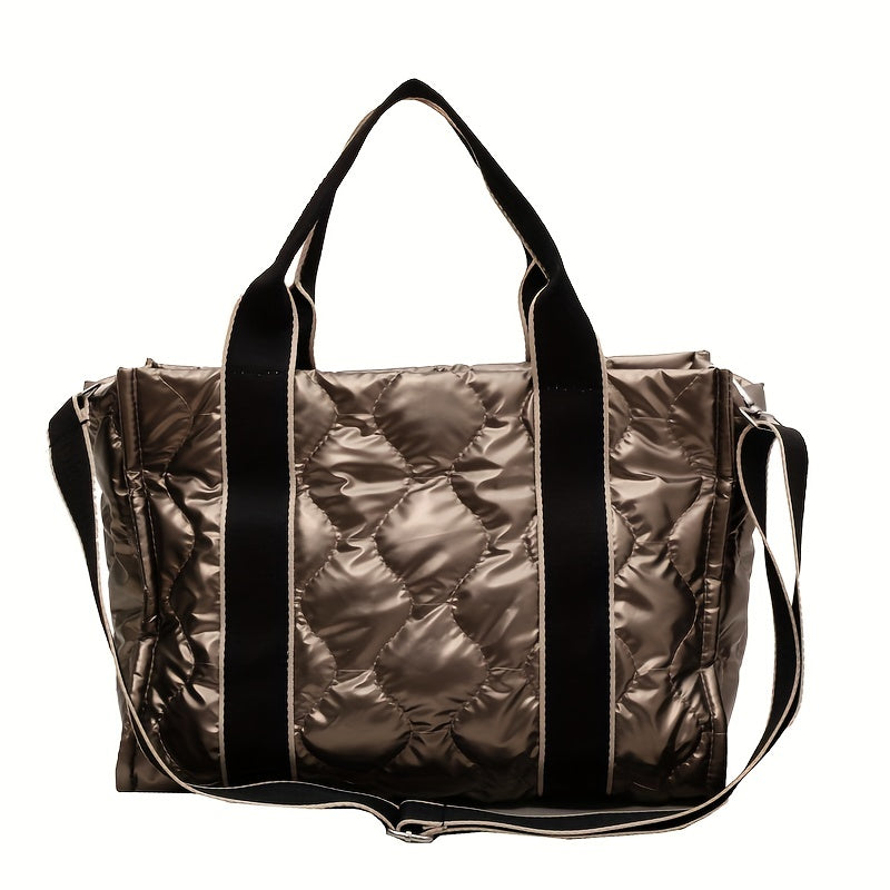 Puffer Quilted Tote Bag Crossbody Winter Shoulder Bag