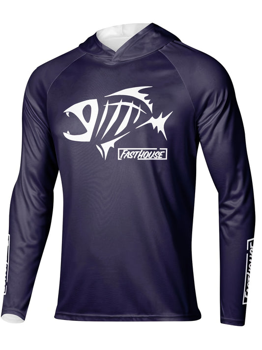 Fish Bone Print UV Protection Men's Hoodie for Gym Running