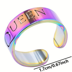 Stainless Steel 18k Plated Queen Cuff Ring - Colorful Options