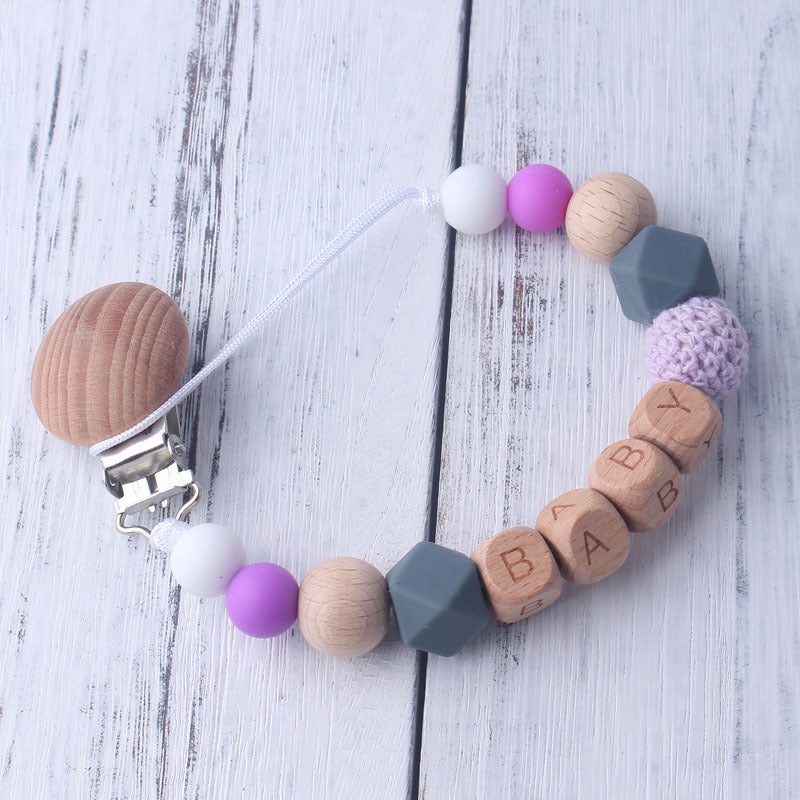 Beech Wood Chewable Pacifier Clips & Dummy Chain Anti Drop Protection