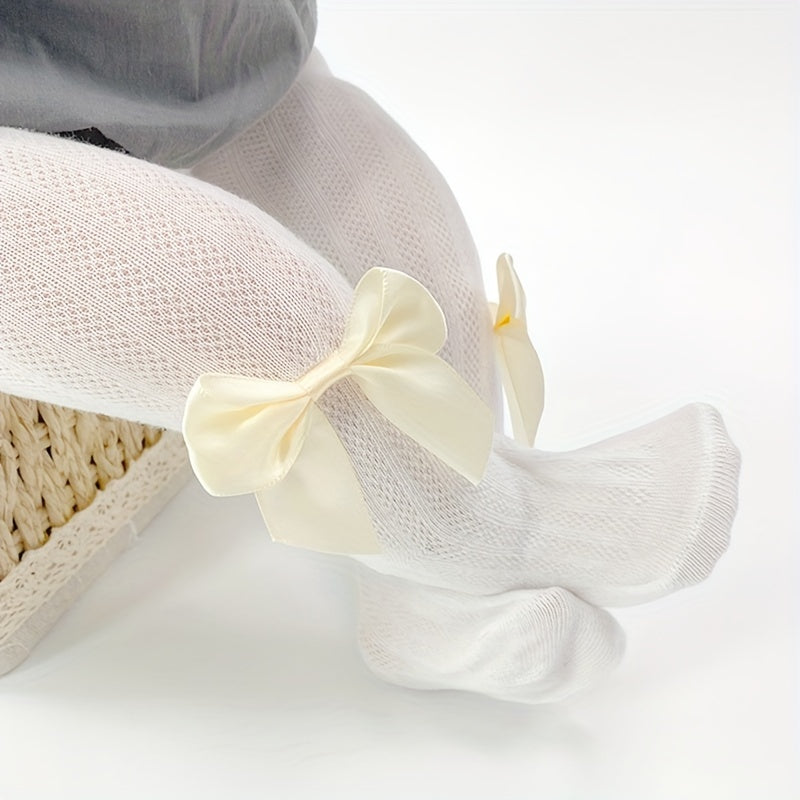 Baby Girls Bow Pantyhose Mesh Thin Tights Spring Summer