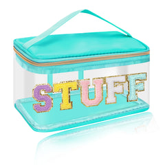 Chenille Clear Makeup Bag Zipper Handle Waterproof Cosmetic Handbag