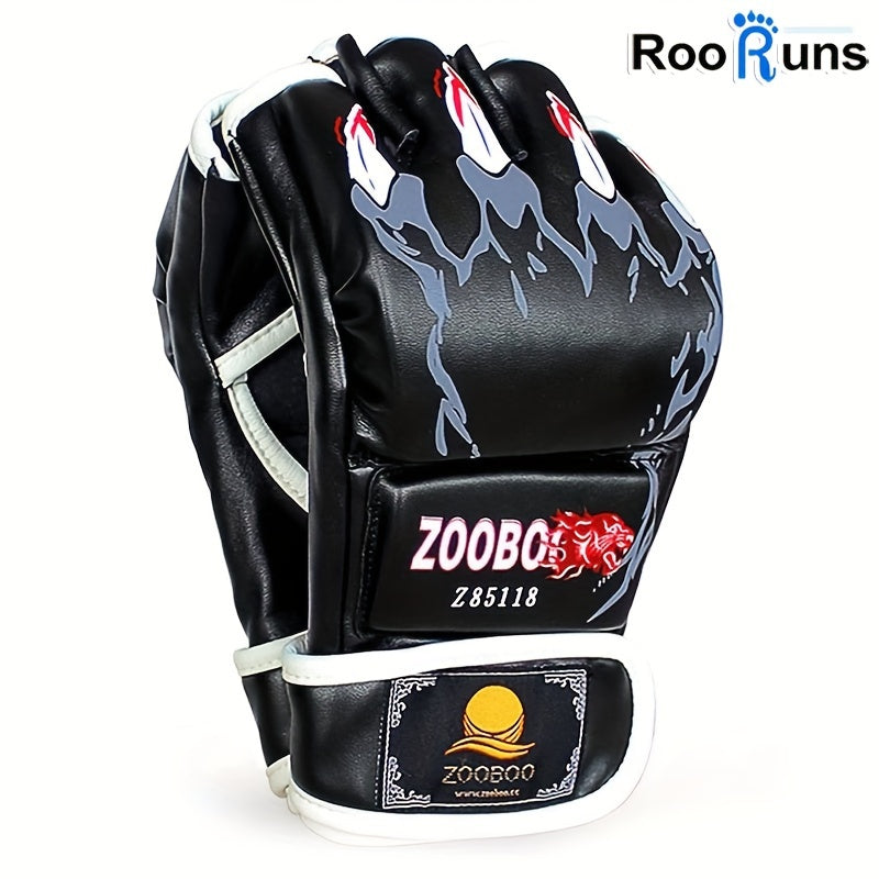 ZooBoo MMA Gloves Half Finger Boxing Gloves MMA Mitts With Adjustable Wrist Band