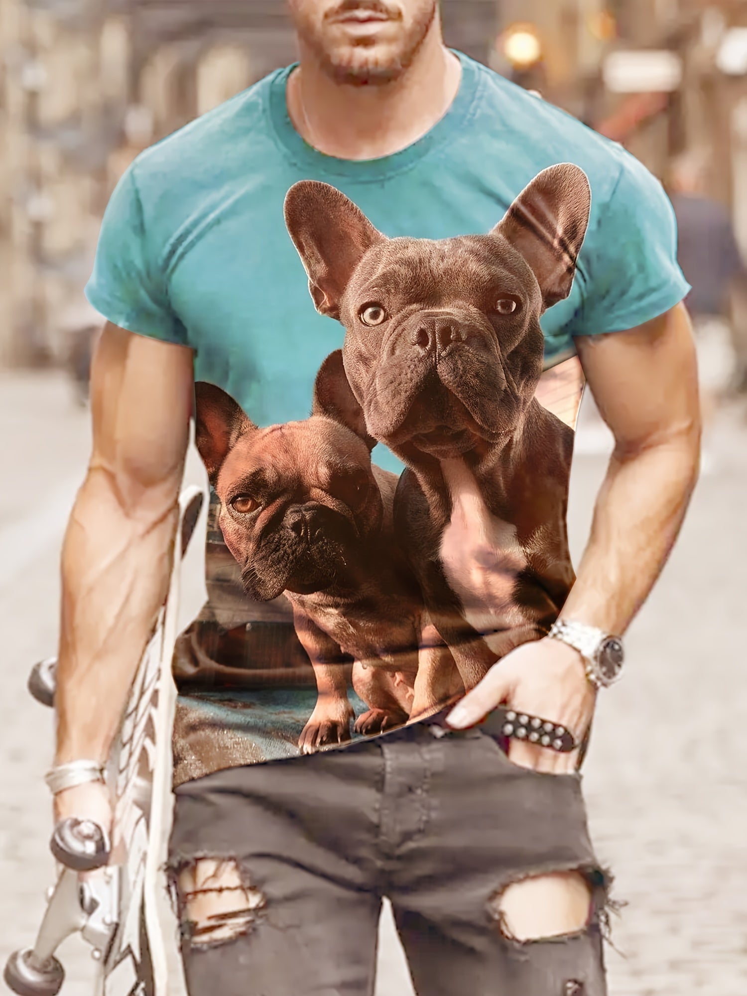 Dog 3d Pattern Print Men's Short Sleeve T shirt Graphic Tee