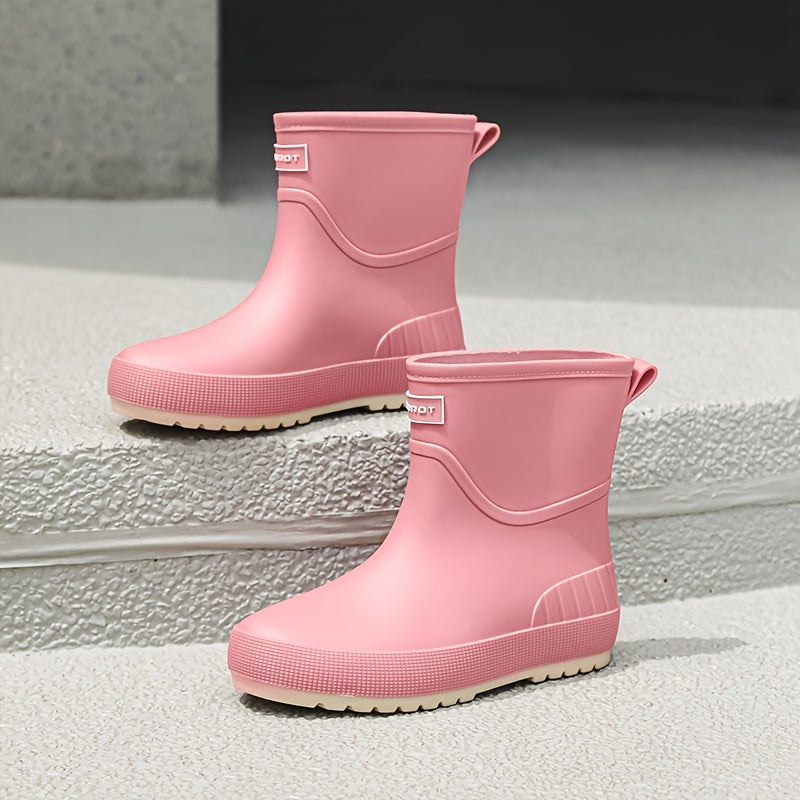 Women's Waterproof Non-slip Rain Boots Medium Tube Solid Color