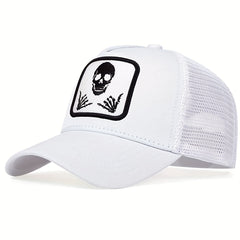 Unisex Sunshade Skull Head Embroidery Baseball Cap