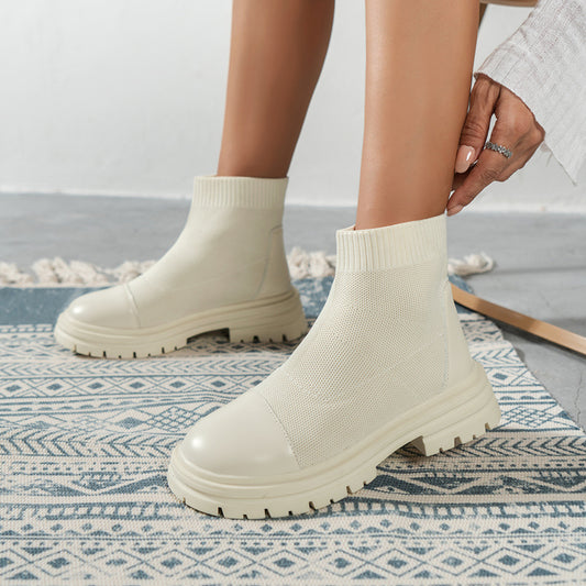 Women's Knit Platform Slip On Sock Boots