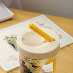 Transparent Water Bottle with Straw for Outdoor Sports and Camping