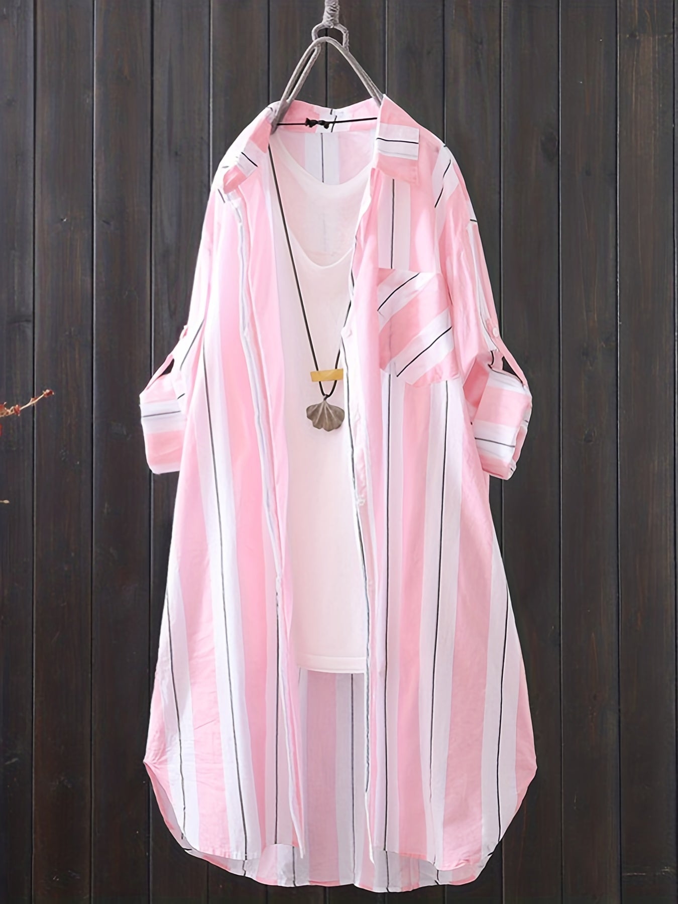  Women's Striped Long Sleeve Shirt Dress
