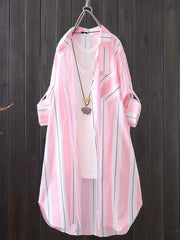  Women's Striped Long Sleeve Shirt Dress