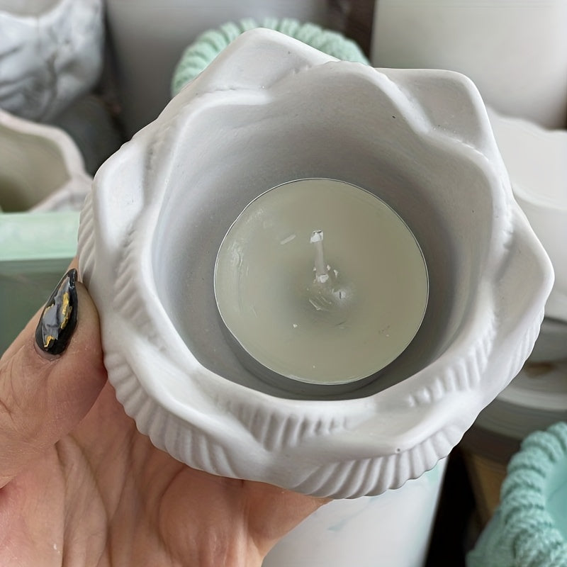 Lotus Gypsum Flowerpot Mould for DIY Candle Pot Making