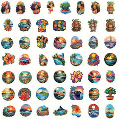 50pcs Hawaiian Series Stickers for Notebook Helmet Water Cup, Adult Decoration