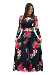 Floral Print Cut Out Maxi Dress Plus Size