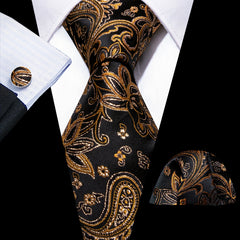 Barry Wang Men's Paisley Jacquard Tie Pocket Square Cufflinks Set