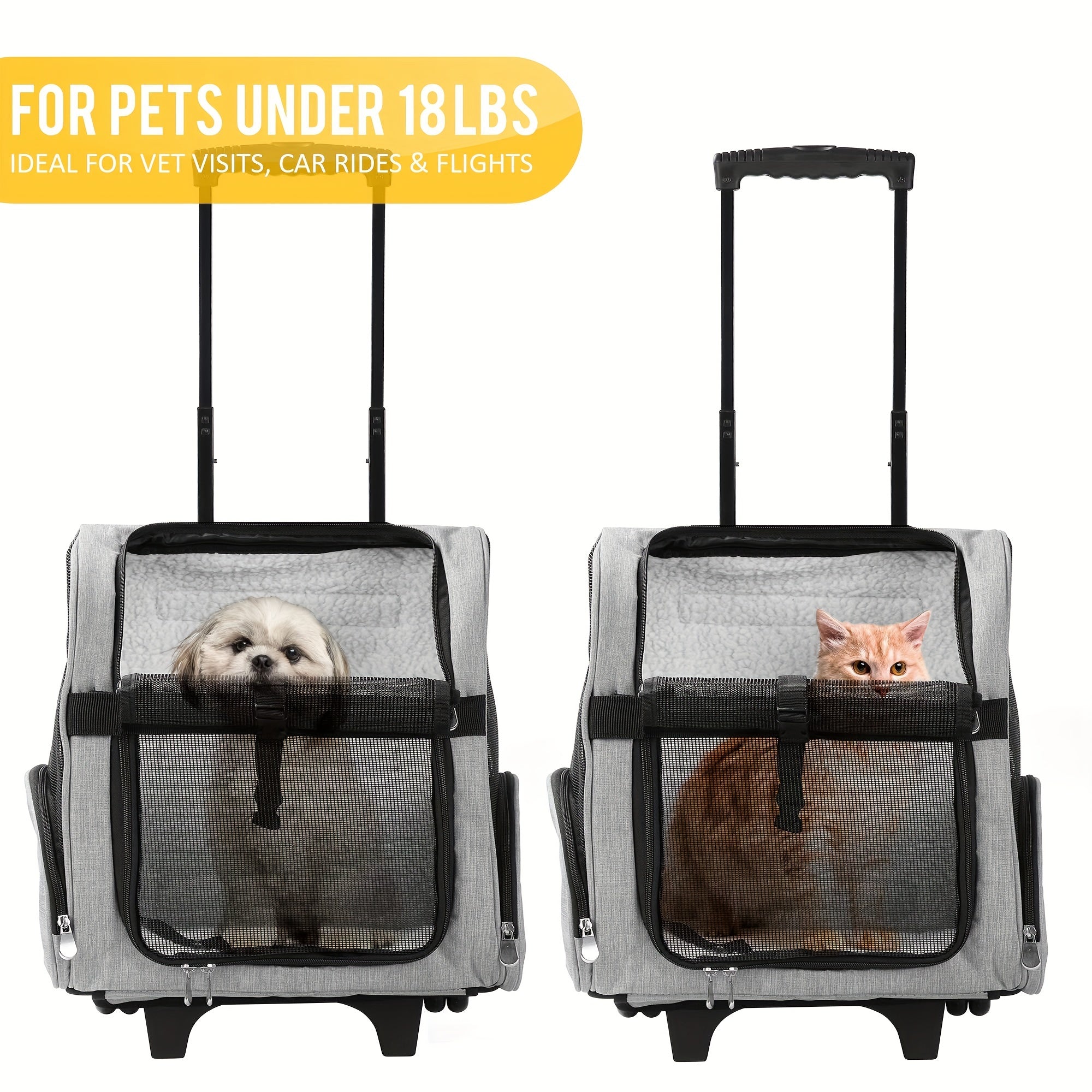 Dog Backpack Pet Travel Carrier with Double Wheels