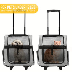 Dog Backpack Pet Travel Carrier with Double Wheels