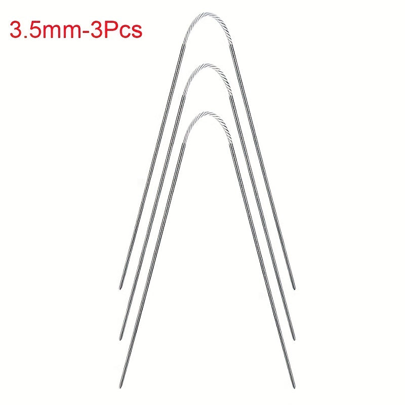 3pcs Circular Sock Knitting Needles Stainless Steel Mini Weaving Needlework Tool
