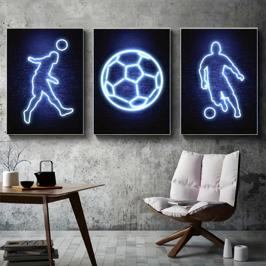 Modern Art Neon Football Player Canvas Poster