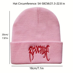 Gothic Letter Embroidery Beanie Cap Unisex Hip Hop Knit Hat Solid Skull Cap Y2K