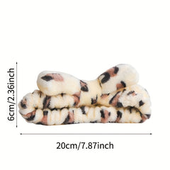 Flannel Headband Leopard Pattern Bow Hair Sports Wash Face Spa Makeup Hairband