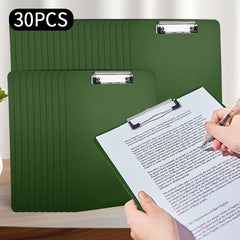 30 Pack Green Clipboard Folder A4 Size Single Clip Waterproof Portable Document