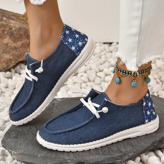 Women's Star Canvas Shoes Casual Lace Up Low Top Lightweight Sneakers