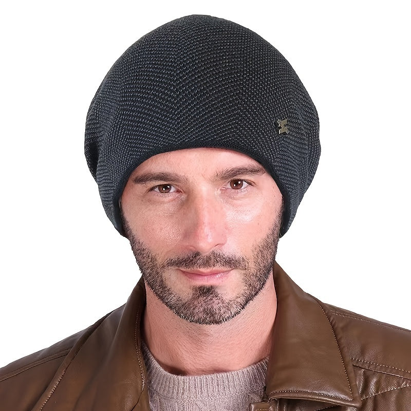 Men's Fleece Thickened Knitted Hat Winter Ear Protection Cap