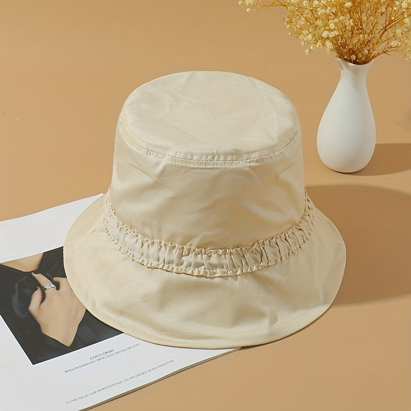 Thin Bucket Hat Drawstring Breathable Outdoor Cap Women Sun Beach