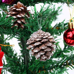 6pcs Christmas Pine Cones Snow Tipped Natural Pine Cone String Decoration