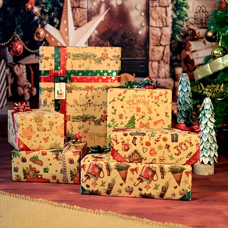 6pcs Christmas Gift Wrapping Paper Gift Boxes Holiday Crafts Decorations
