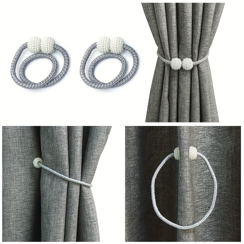 2pcs Pearl Magnetic Curtain Buckle Strap Rope Curtain Accessories