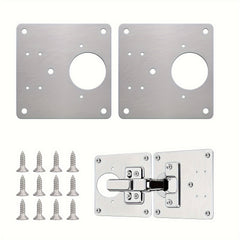 2pcs Stainless Steel Cabinet Hinge Repair Plate with Mounting Screws