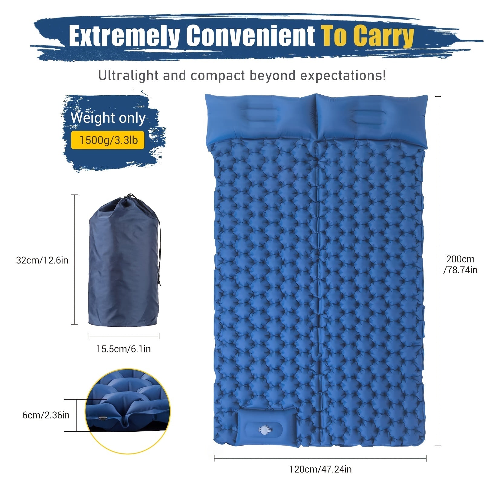Ultra Light Double Camping Sleeping Pad with Extra Thickness