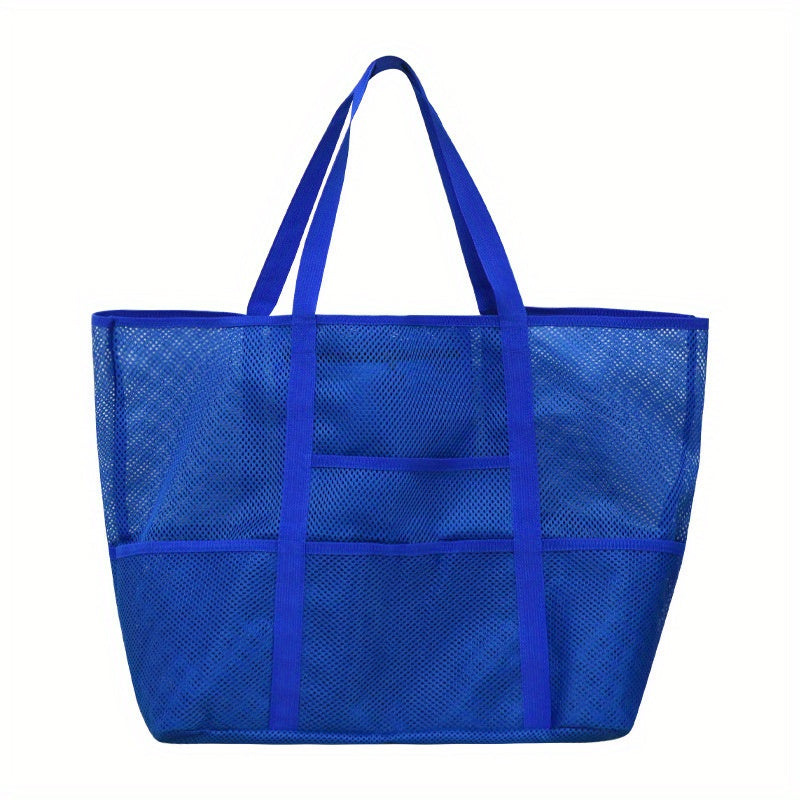 Large Mesh Beach Bag Family Tote & Pool Bag with 9 Pockets
