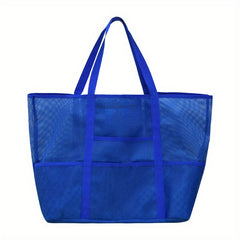 Large Mesh Beach Bag Family Tote & Pool Bag with 9 Pockets